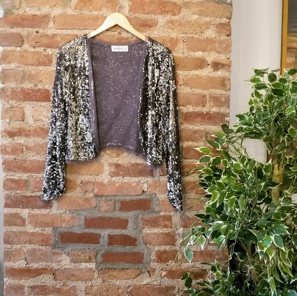 Sequin Jacket With Tulle Trim - Picture 3 of 6